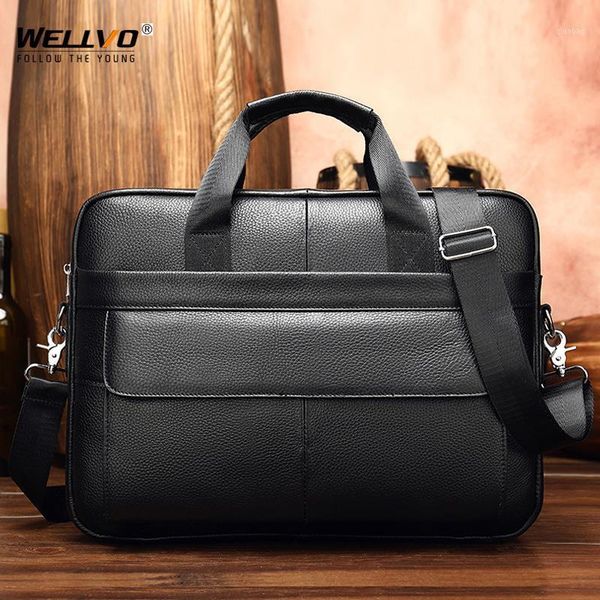 

briefcases men's genuine leather briefcase male 14 inch lapbags for document business office handbags crossbody shoulder bag xa747zc1