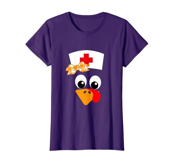

nurse turkey thanksgiving scrubs women t-shirt, White;black