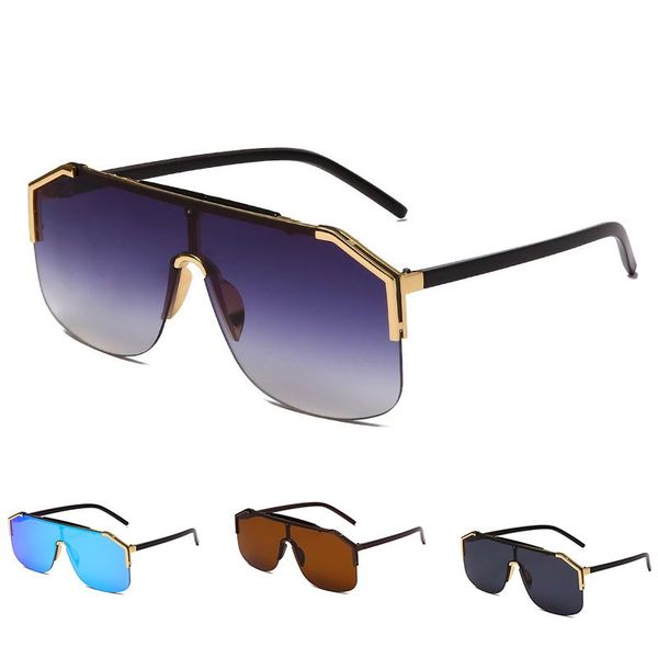 

sunglasses 2021 classic retro oversized rimless for men brand design vintage outdoor driving sports uv400 sun glasses, White;black