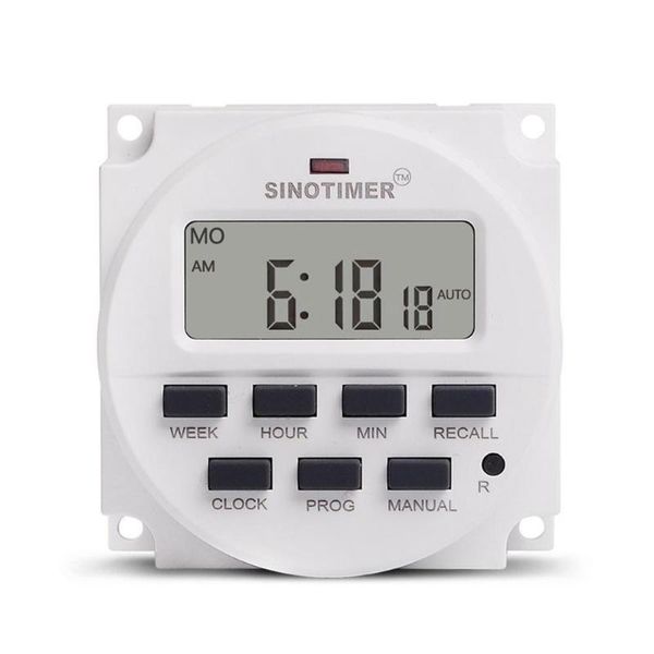 Timers TM618H-2 220V Timer digital interruptor 7 dias Programador de relé de tempo programável semanal Bateria recarregável embutida