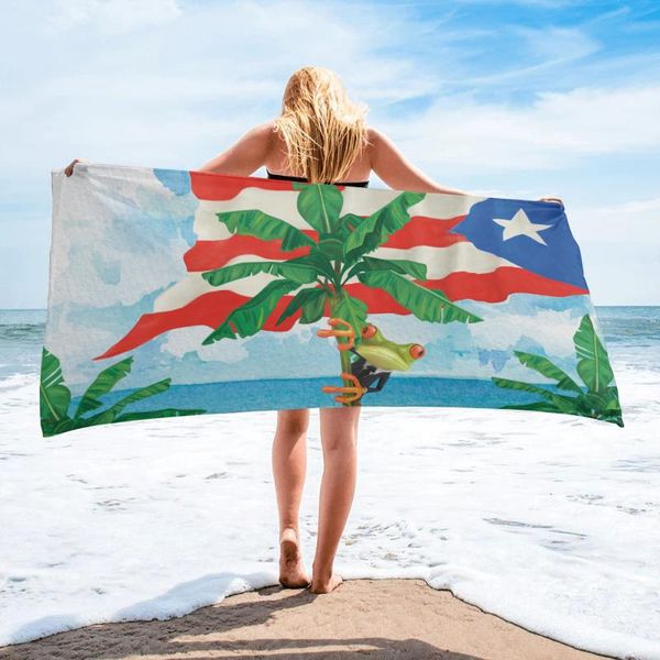 

towel tropical plant banana tree puerto rico flag frog bath microfiber beach bathroom supplies towels for adults