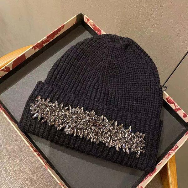 

beanies winter women rhinestone hats ladies elastic knitted beanie skullies for female warm autumn bonnet skiing caps