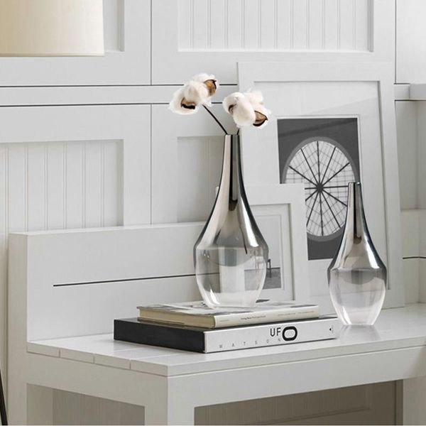 

nordic glass vases for flowers transparent creative silver gradient flower pot dried plant tablevase home decoration