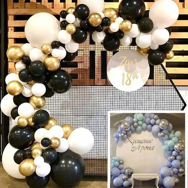 

party decoration 132pcs black white gold balloons arch balloon garland kit for engagement wedding birthday baby shower decor