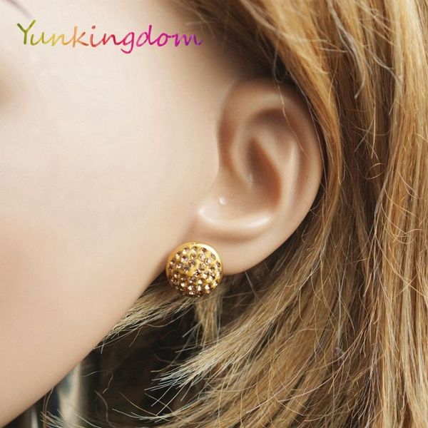 

stud champagne rhinestone circle earrings gold color for women fashion jewelry gifts, Golden;silver