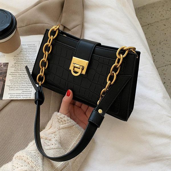 

crocodile pattern small shoulder bags for women 2021 fashion trend pu leather designer chain handbag luxury female crossbody bag cross body