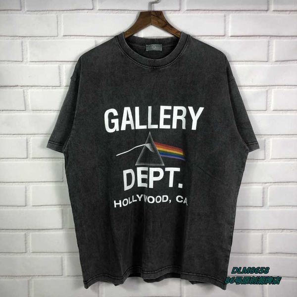 

american fashion brand high street gallery dept washed and worn tee couple printed letter cotton short sleeve t-shirtk8oe, White;black
