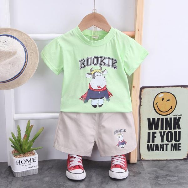 

summer toddler baby boys/girls clothing sets cute t-shirt+shorts cartoon children clothes suit kids outfit infant1, White