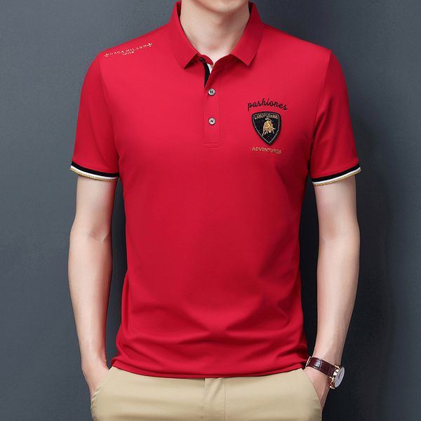 

men's polo shirt t- 21 summer casual solid collar embroidery youth, White;black