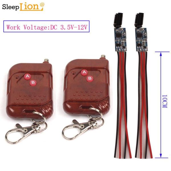 

smart home control sleeplion dc 3.5v 5v 6v 9v 12v wireless micro switch remote 2 receiver transmitter 3.5v-12v relay module kit
