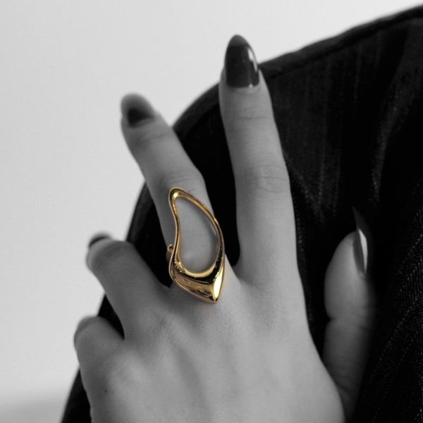 

cluster rings leouerry 925 sterling silver openwork water drop design exaggeration minimalist glossy for women jewelry, Golden;silver