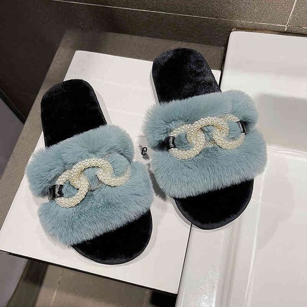 

slippers feminine soft flat with slippers autumn and winter indoor fuzzy feminine ladies plush string grenadier house fuxb, Black