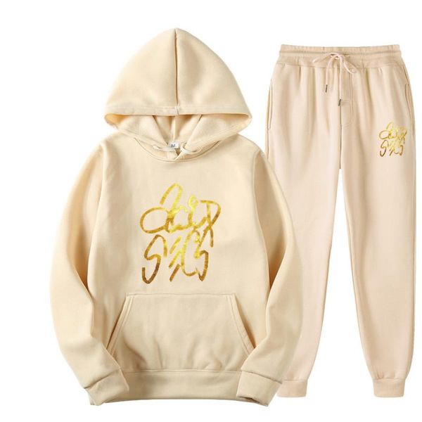 

jogging clothing 2021 fashion brand men's suit autumn hoodie + sweatpants two-piece hooded casual, Black;red