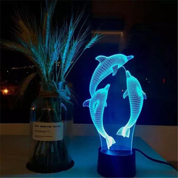 

night lights creative 3d dolphin series colorful led light 16 colors optional with remote control bedroom study bar lighting table lamp