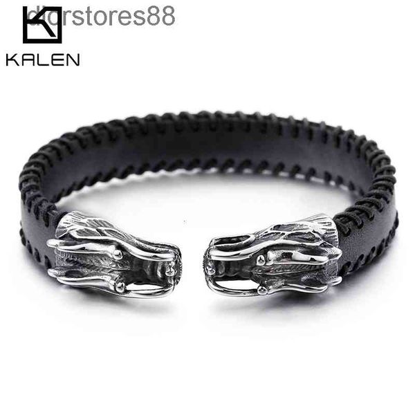 

bangles bracelet stainless steel men's leading leather fashion punk titanium, Black