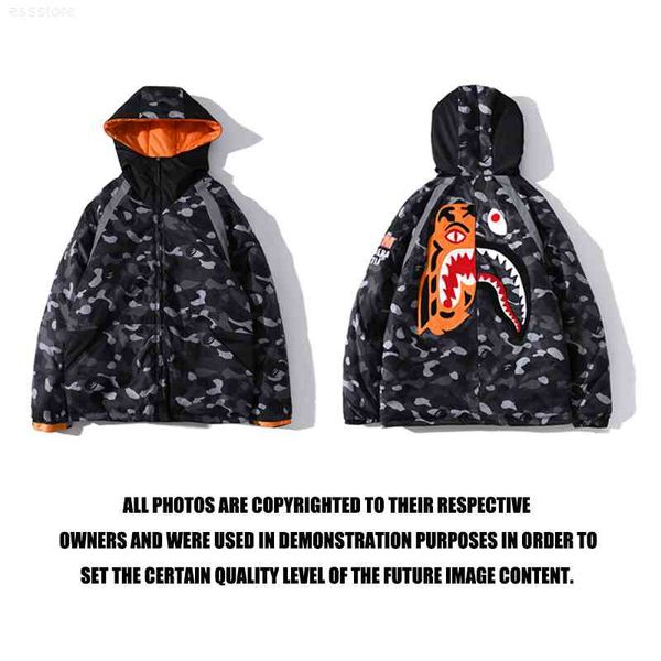 

jerseys hoodies chaopai reflective cotton padded clothes camouflage hooded leisure youth fashion autumn and winter, Black