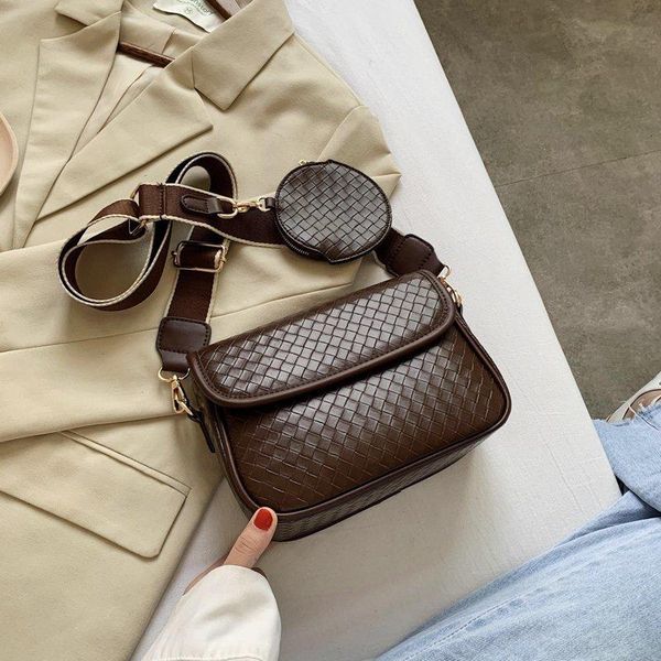 

evening bags 2021 fashionable crossbody bag for women wide strap pu leather purses and handbags female vintage shoulder with pocketc