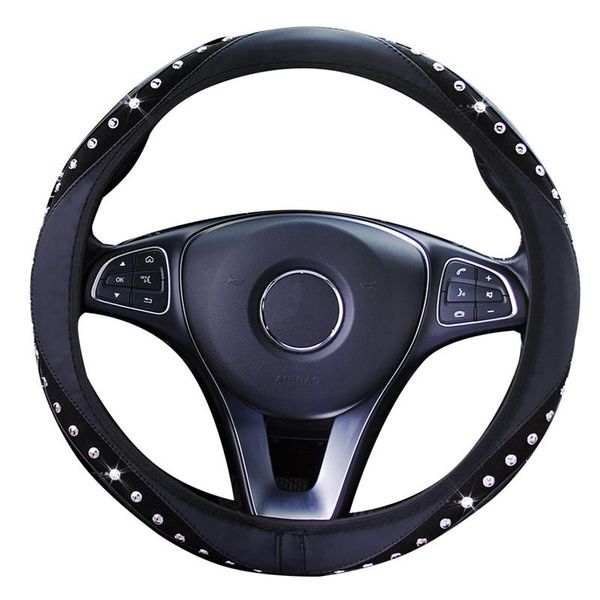 

steering wheel covers leather diamond-studded elastic cover pu auto decoration