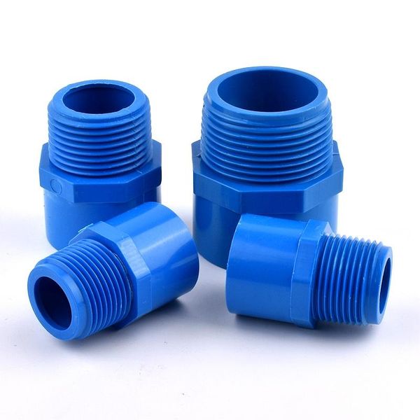 

1-10pcs 20/25/32/40/50/63mm ~1/2"-2" blue pvc straight connector male thread pipe joint aquarium parts garden irrigation adapter w