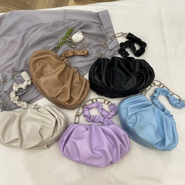 

evening bags vitnage women pleated chain shoulder ladies solid color pu underarm leisure armpit bag shopping