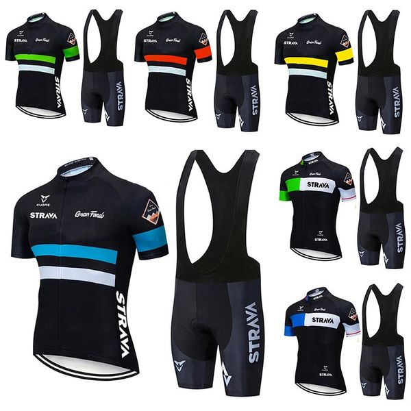 

strava pro team summer cycling jersey set bicycle clothing breathable men short sleeve shirt bike bib shorts racing sets, Black;blue