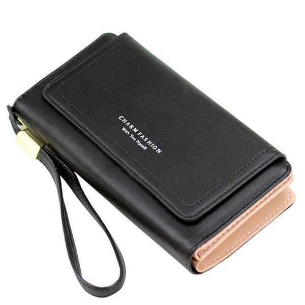 

women wallets lady purses cards holder fold vintage money bag zipper coin purse pocket long wallet handbags pouch notecaes, Red;black