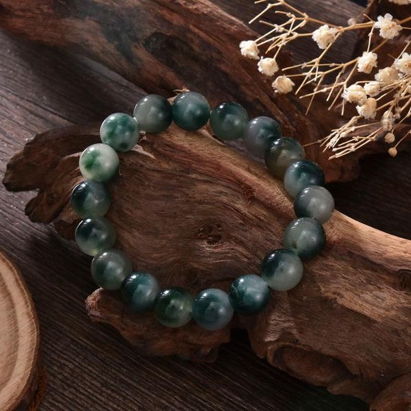 

beaded, strands vintage green natural stone beads couple bracelets men women lady transparent bead yoga elastic jewelry gift, Black