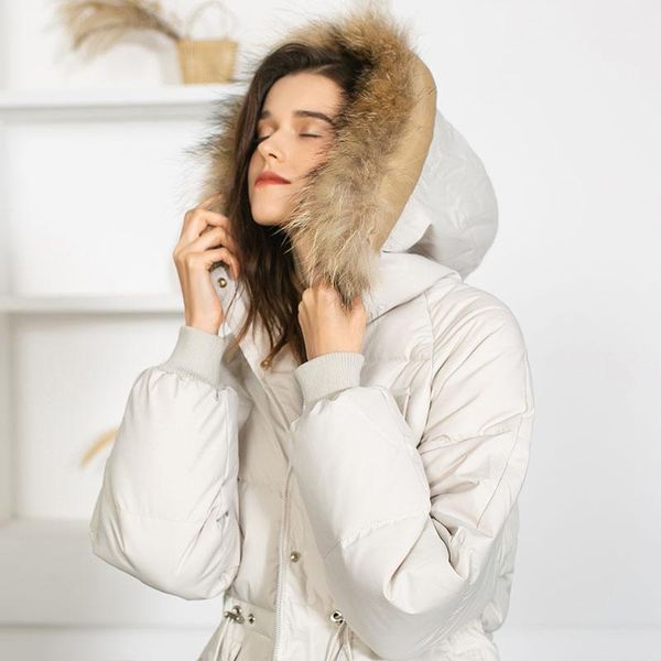 

women's down & parkas boutique women clothing 2021 woman jacket winter big natural fur collar hooded korean thick loose coat outerwear, Black