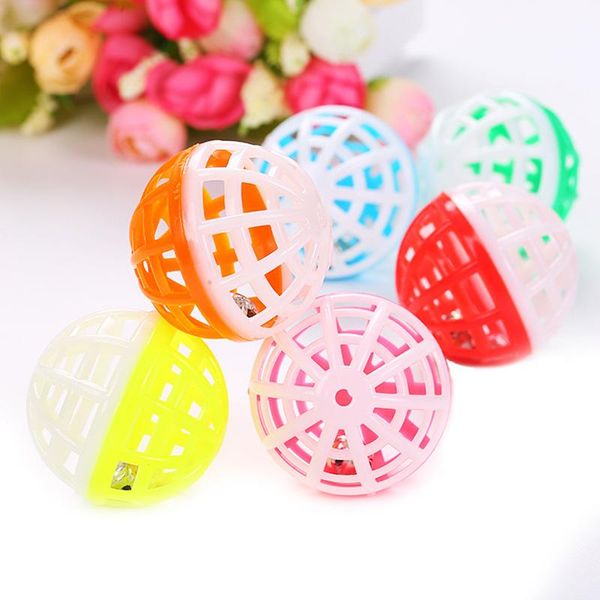

plastic cat kitten pet play balls jingle bell pounce chase rattle toy gift supplies small animal