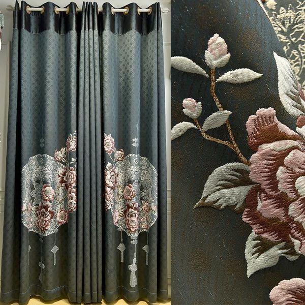 

custom curtains luxury european villa living room thick chenille jacquard gold cloth blackout curtain valance tulle panel b536 & drapes