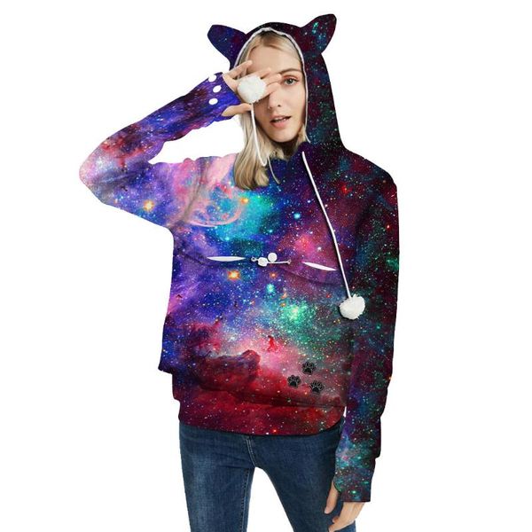 

sweatshirt women's clothing solid hoodies leisure pet zipper bag christmas long sleeve printing women & sweatshirts, Black