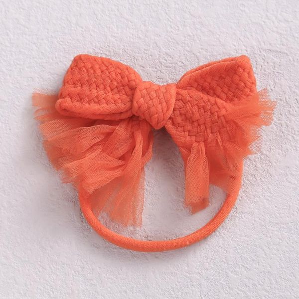 

hair accessories chiffon bowknot headband for children bows nylon elastic bands kids girls soild knited bow korean 2021, Slivery;white