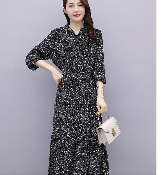 

2021 summer fashion long sleeve women's dress @182, Black;gray