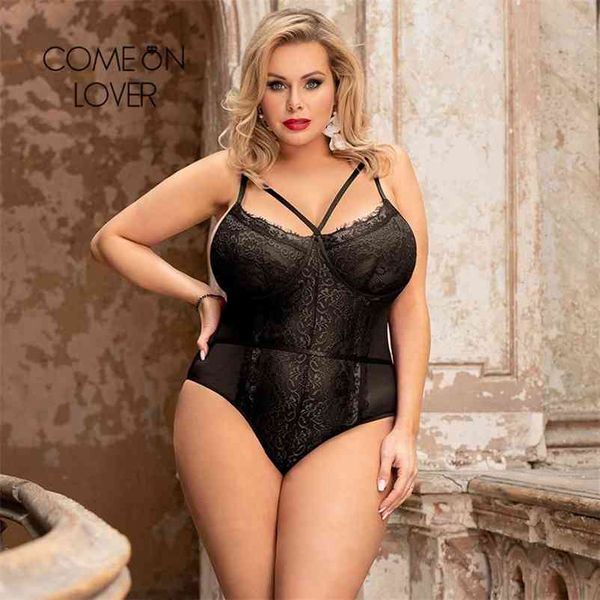 Janela Sexy BodyLove BodyLash Splice Macacão Macacão Plus Size 5XL Sexy Black Bodysuit Roupas 210728