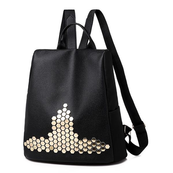 

outdoor bags 2021 ladies anti-theft backpack female korean fashion trend rivet oxford cloth bag canvas travel large capacity