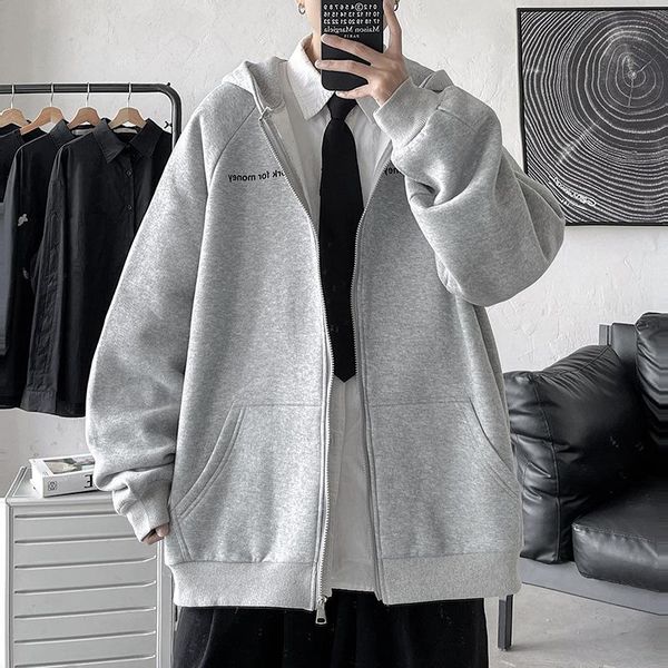 

men's jackets jacket autumn and winter hong kong style student male youth solid color letter hooded sweater, Black;brown