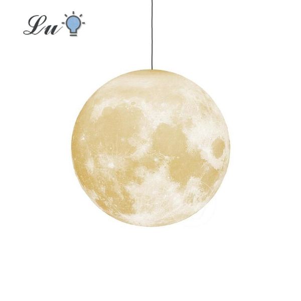 

pendant lamps 3d print moon lights led parlor bedroom decoration hanging lamp e27 children room restaurant luminaire