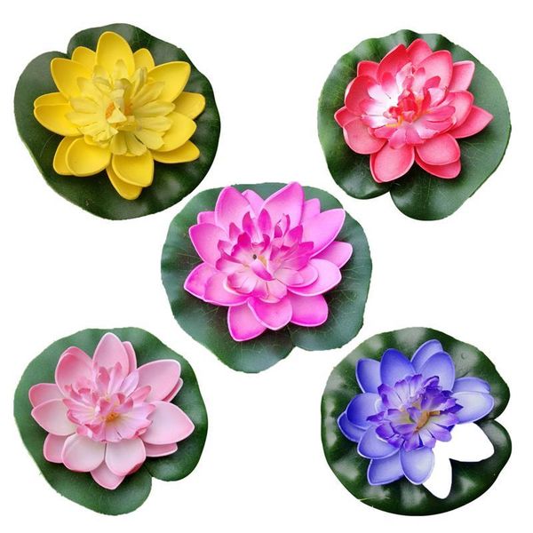 

5pcs artificial floating water lily eva lotus flower pond decor 10cm (red/yellow/blue/pink/light pink) decorative flowers & wreaths