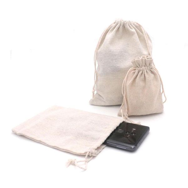 

gift wrap 15x20cm 50pcs/lot drawstring cotton linen bracelet storage bags organizer cosmetic christmas coins keys cell phone