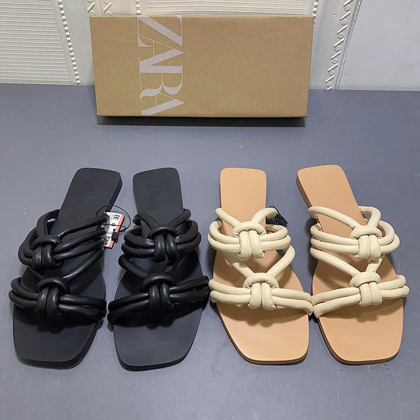 

slippers summer women cross slipper sandals black square toe flat bottom cool roman 49r5