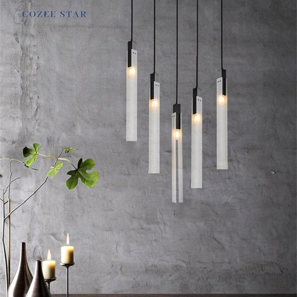 

modern copper led pendant lights creative long glass indoor lighting fixture home decoration bedroom living room lamps lustre