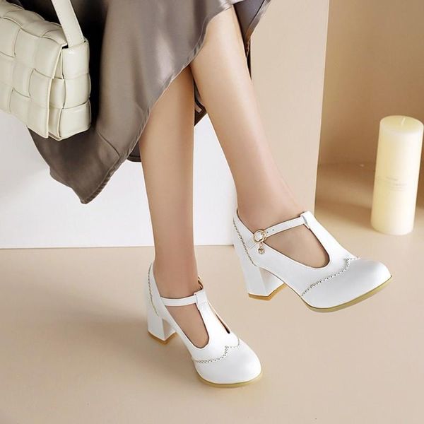 

women mary janes pumps t-strap 6cm square heels shoes sweet patent leather buckle strap wedding bridal dress, Black