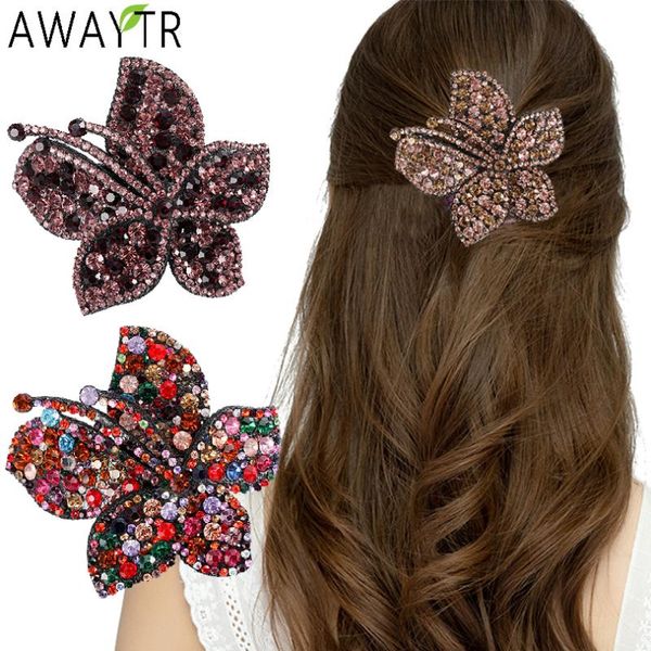 

rhinestone flower barrettes hair clips for women vintage crystal hairpins girls accessories jewelry hairgrip