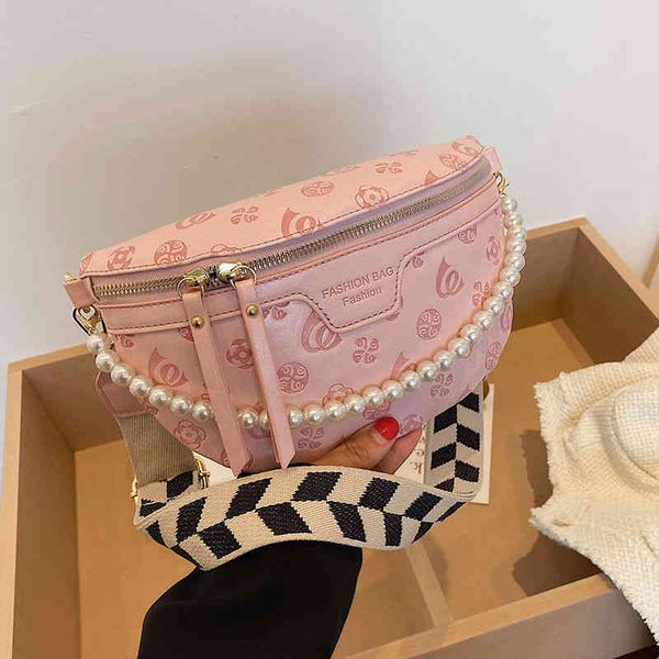

2022 factory wholesale women's fashion versatile korean chest pearl chain net red popular waist foreign style messenger bag