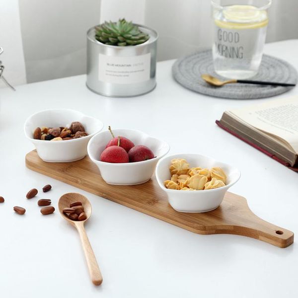 

creative round square ceramic dessert bowl simple white fruit nut candy household tableware set kitchen utensils porcelain bowls
