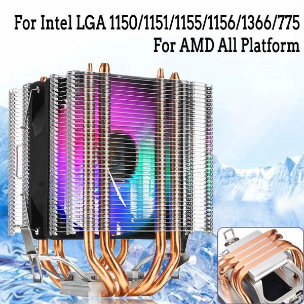 

fans & coolings 3pin four heat pipes cooling fan dual tower rgb cpu cooler heatsink for intel 775/1150/1151/1155/1156/1366 and amd huananzhi