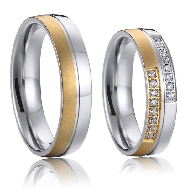

wedding rings golden alliance western for couple his and hers marriage titanium jewelry finger ring, Slivery;golden
