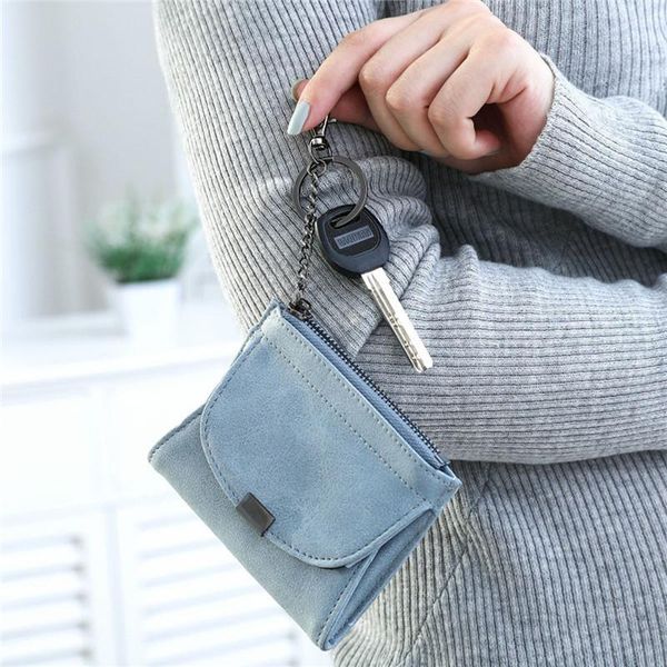 

wallets 2021 simple pu leather short zipper wallet for women girls multifunction coin purse with keychain day use special design, Red;black