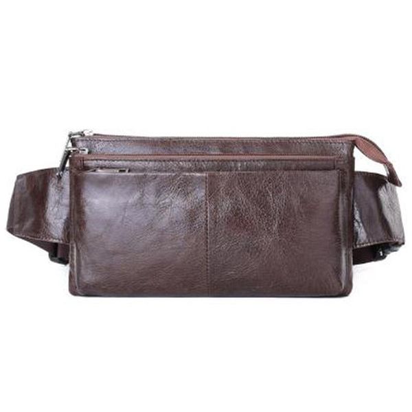 

cow leather waist bag for men travel pack vintage small fanny male belt pouch casual chest bags