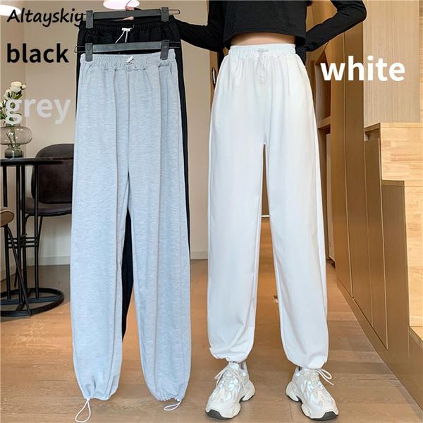 

women's pants & capris women bundle casual solid students loose couple workout comfort korean style trendy females trousers daily, Black;white